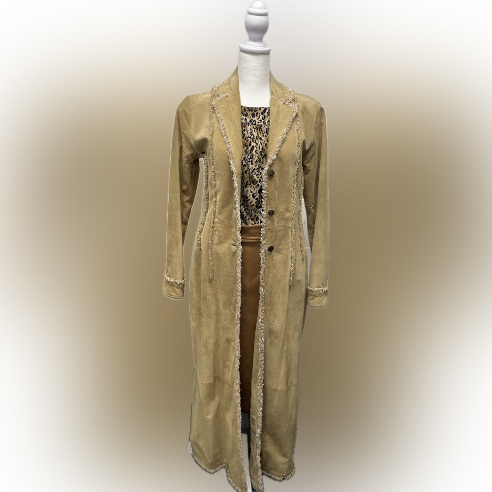 Women’s XS Full-Length Fringed Suede Coat